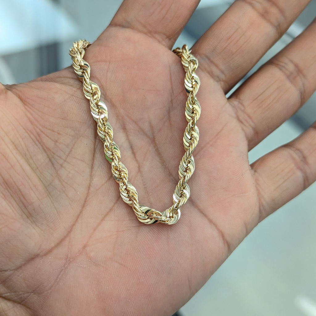 10kt Real Gold Rope Bracelet 5.2 Mm 7.5 Inches